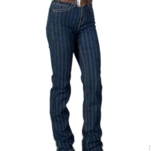 NWT Rock & Roll Cowgirl High-Rise Tonal Stripe Boot Cut Womens Denim Jeans 29x34